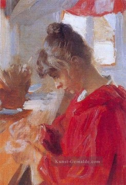  Marie Galerie - Marie de vestido rojo 1890 Peder Severin Kroyer